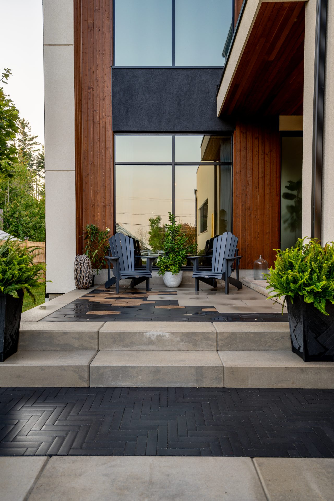 Modern patio with chairs and plants