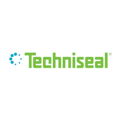 Techniseal logo with green text and blue symbol.