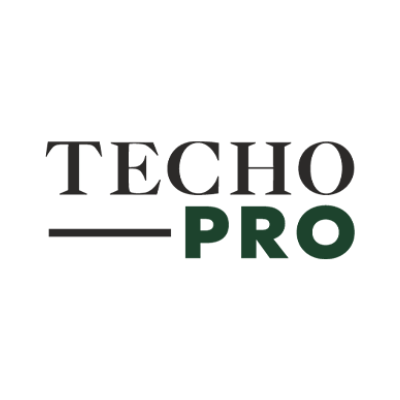 TechoPro logo with underline design